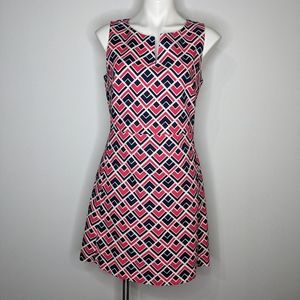GAP mod scooter girl navy & pink geometric dress 10
